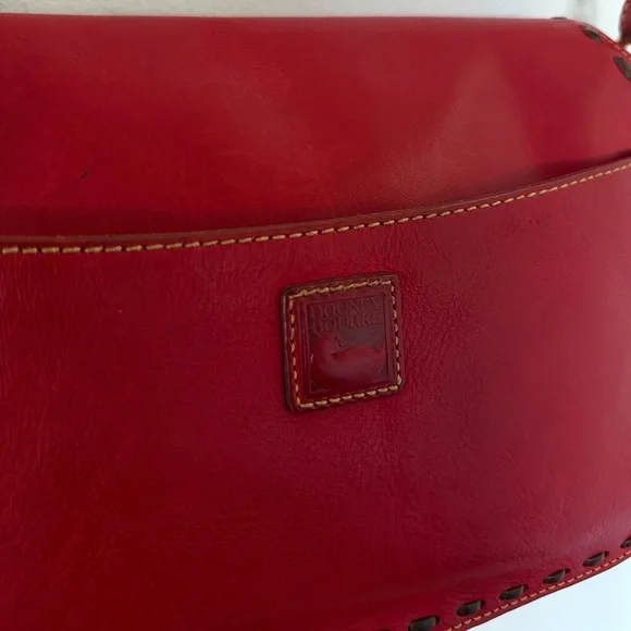 Dooney & Burke Florentine Vintage Flap Saddle Bag Crossbody in Red - Picture 2 of 9